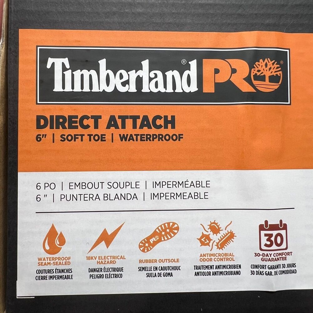 Timberland PRO 6IN Direct Attach Size Men's 10.5 Soft Toe WP/Insulated Work Boot - Picture 4 of 12